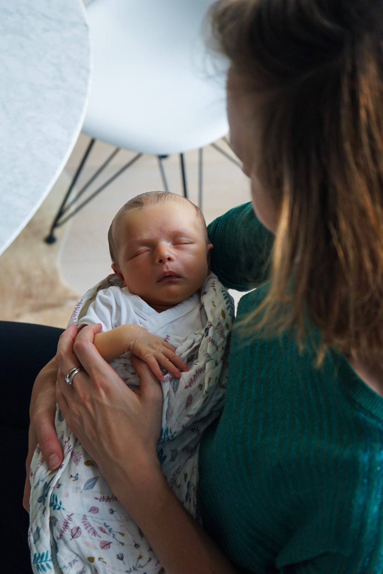 Familie en newborn — voorbeeldbeeld